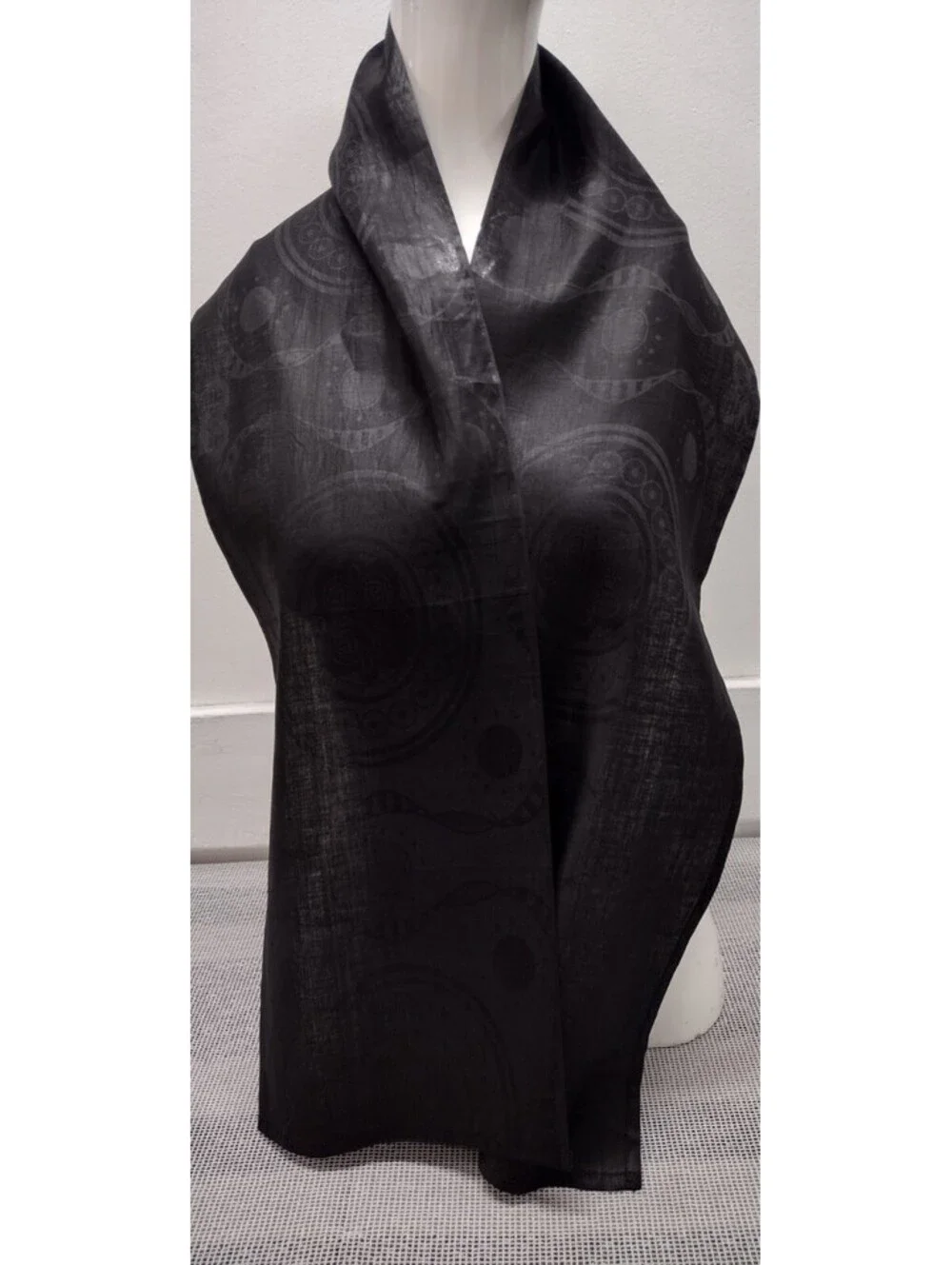 Vintage Spider Web Scarf Recangle Black Sturdy Cotton Embroidered - Planets Goth